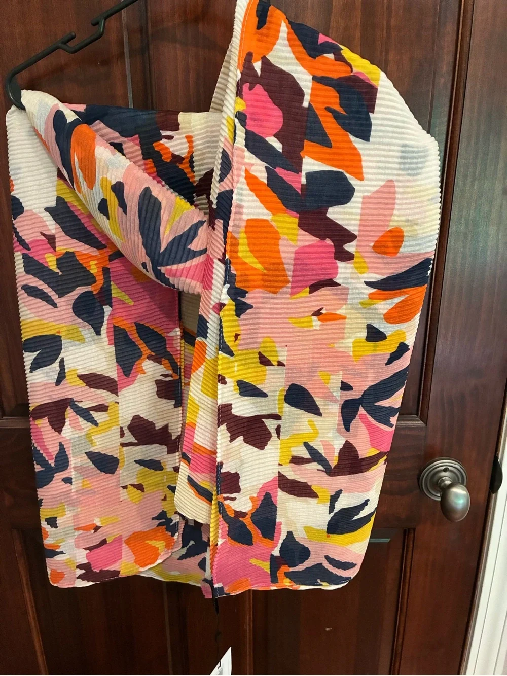 NWT John Lewis Vibrant Floral Scarf - Pink, Orange, Yellow & Navy 73 x 38 inches